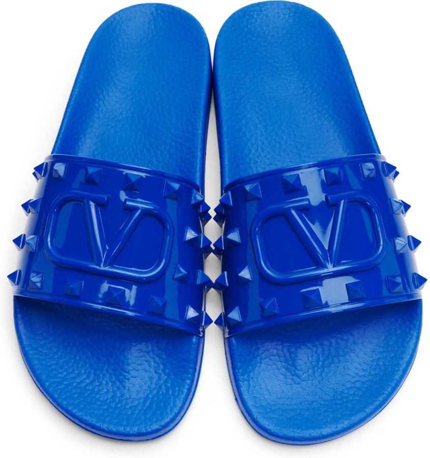 Valentino Garavani Blue Rubber Summer VLogo Slides