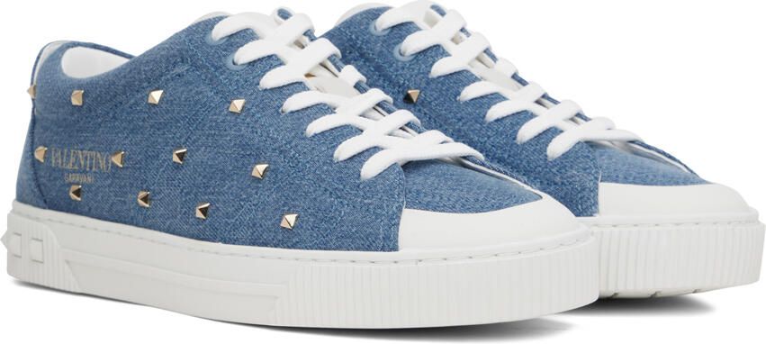Valentino Garavani Blue Studded Sneakers - Picture 2