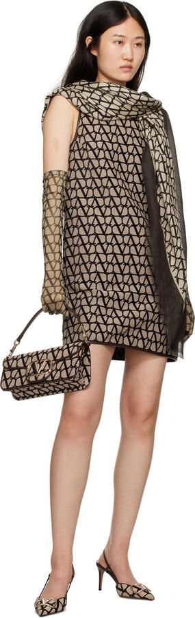 Valentino Garavani Brown & Beige VLogo Heels - Picture 4