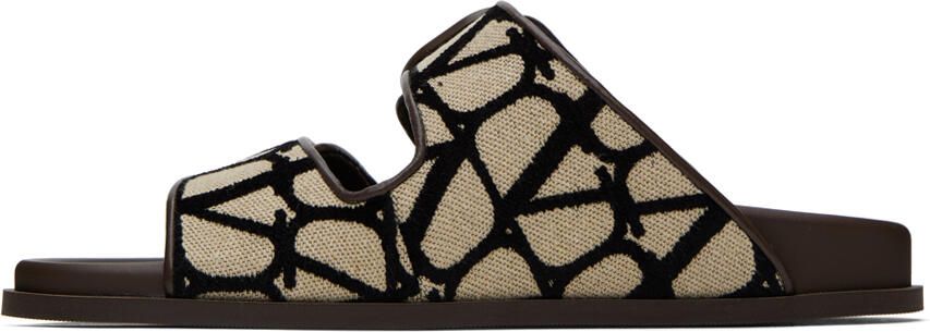 Valentino Garavani Brown & Beige VLogo Iconographe Sandals - Picture 3