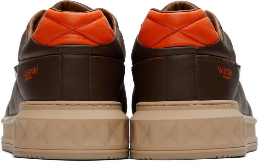 Valentino Garavani Brown & Off-White One Stud Low-Top Sneakers