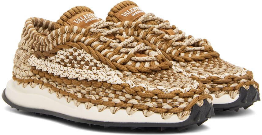 Valentino Garavani Brown Crochet Sneakers - Picture 2