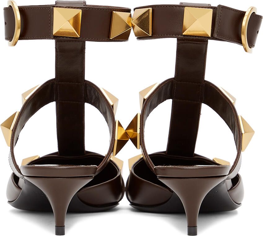 Valentino Garavani Brown Medium Roman Stud Heels - Picture 2