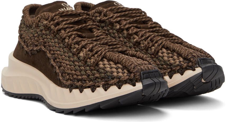 Valentino Garavani Brown Outdoor Crochet Sneakers - Picture 2