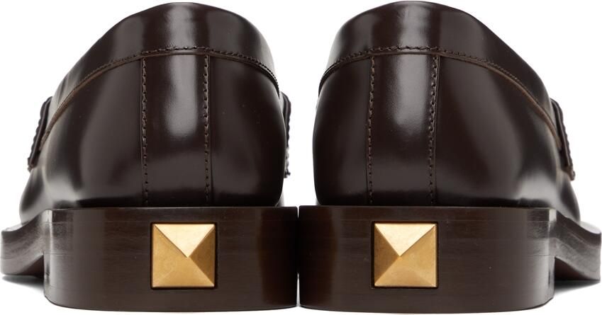 Valentino Garavani Brown Roman Stud Loafers - Picture 2