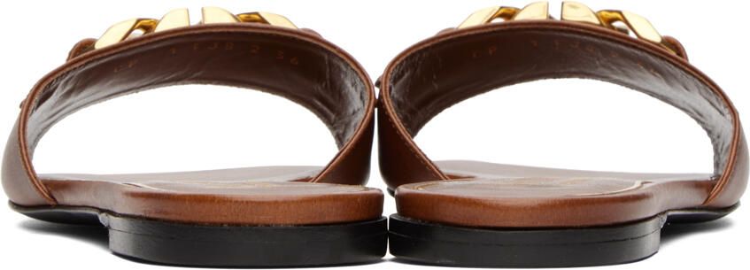 Valentino Garavani Brown VLogo Chain Slides