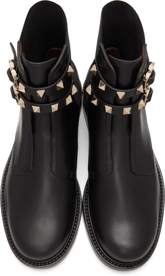 Valentino Garavani Double Strap Flat Rockstud Ankle Boots - Picture 3