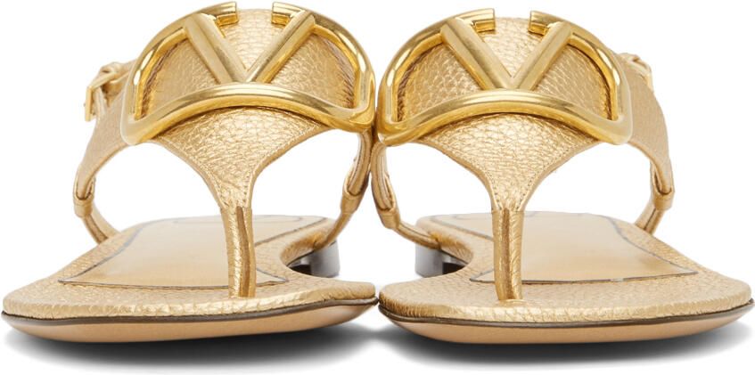 Valentino Garavani Gold VLogo Signature Flat Sandals - Picture 3