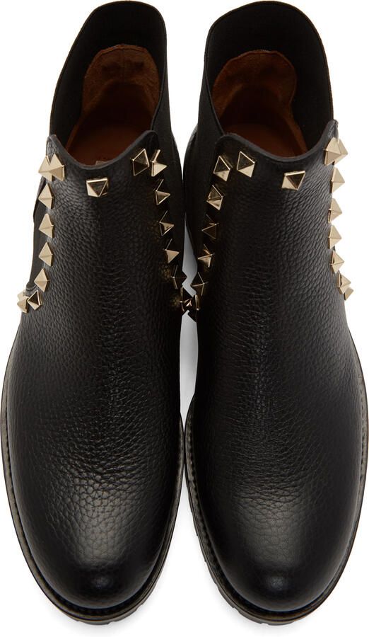 Valentino Garavani Grained Leather Rockstud Boots - Picture 2