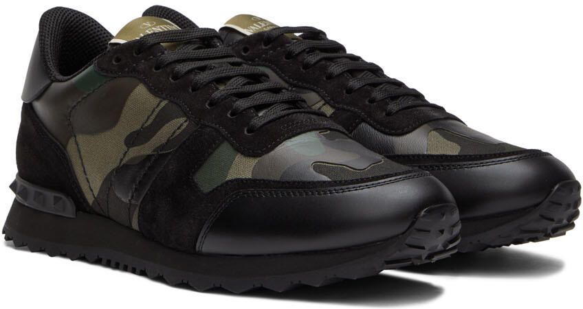 Valentino Garavani Green & Black Rockrunner Sneakers - Picture 2