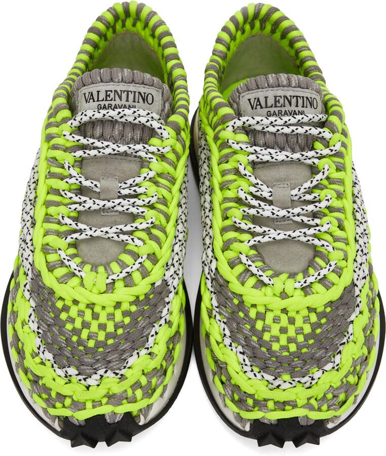 Valentino Garavani Green & Grey Crochet Sneakers