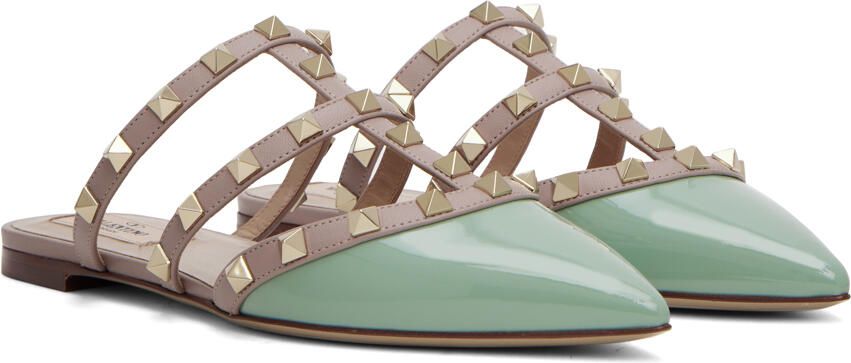 Valentino Garavani Green Rockstud Mules - Picture 2