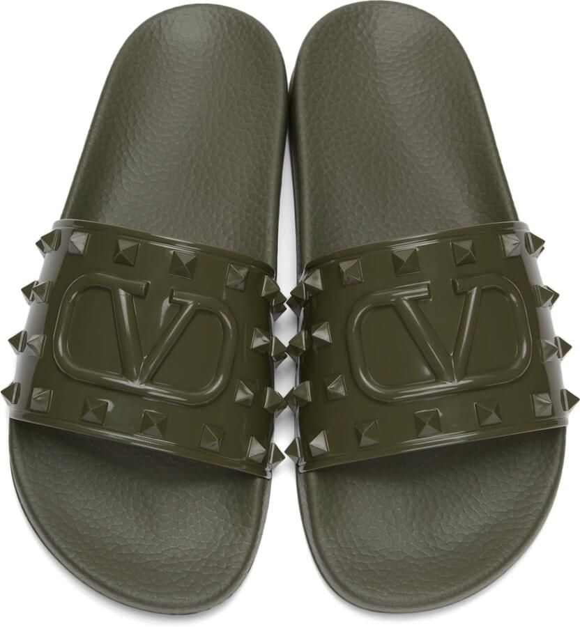 Valentino Garavani Green Rubber Summer VLogo Slides