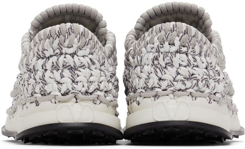Valentino Garavani Grey Crochet Sneakers - Picture 2