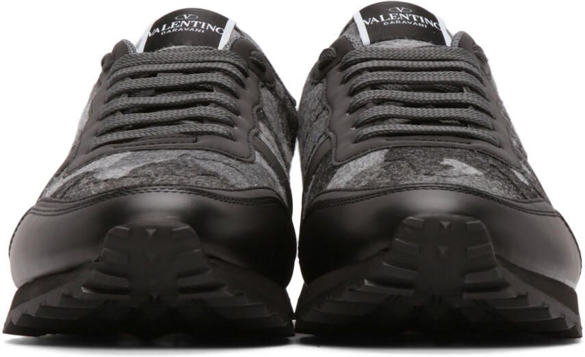 Valentino Garavani Grey Felt Camouflage Rockrunner Sneakers