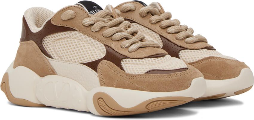 Valentino Garavani Off-White & Brown Bubbleback Sneakers - Picture 2