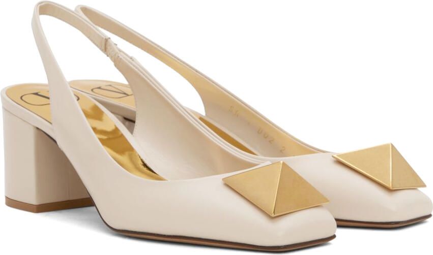 Valentino Garavani Off-White One-Stud Slingback 60 Heels - Picture 2