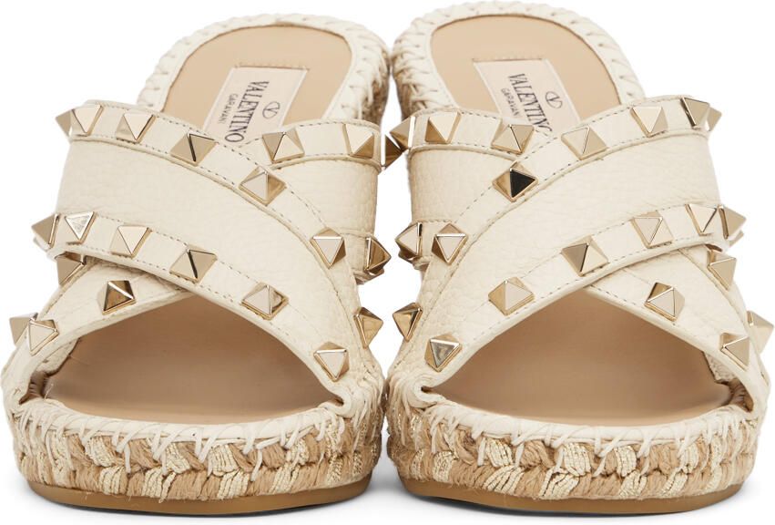 Valentino Garavani Off-White Rockstud Heeled Sandals - Picture 3