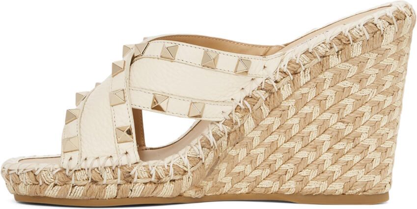 Valentino Garavani Off-White Rockstud Heeled Sandals - Picture 4