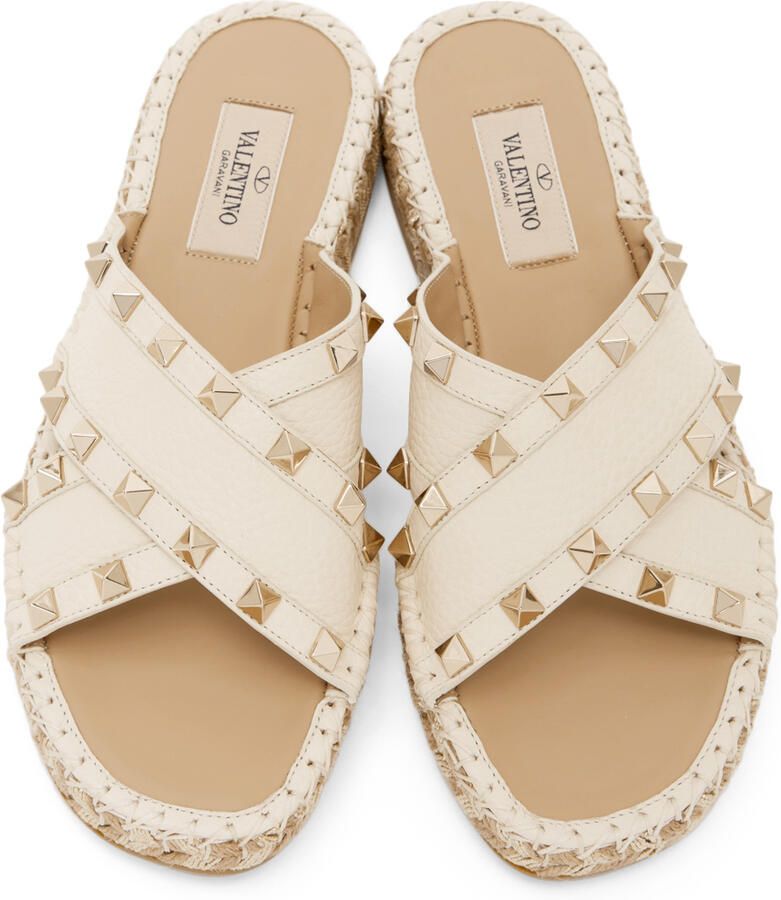 Valentino Garavani Off-White Rockstud Slide Sandals