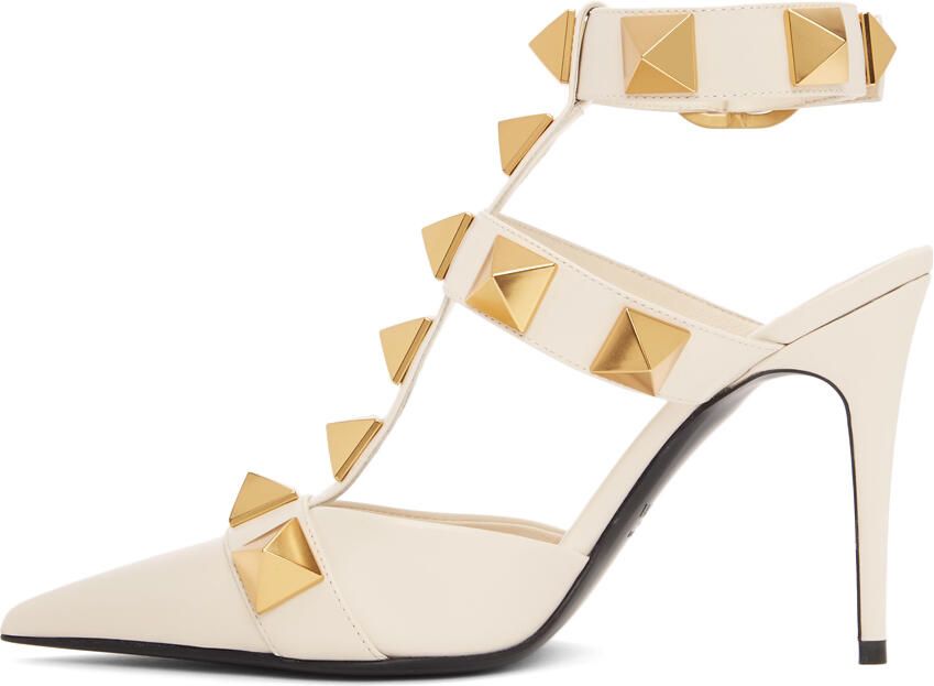 Valentino Garavani Off-White Roman Stud Heels - Picture 4