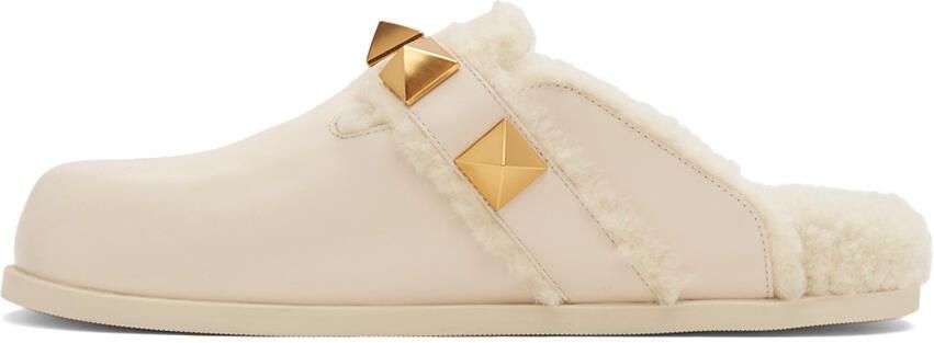 Valentino Garavani Off-White Roman Stud Mule Loafers - Picture 4