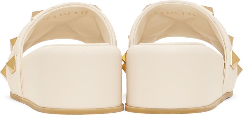 Valentino Garavani Off-White Roman Stud Slide Sandals
