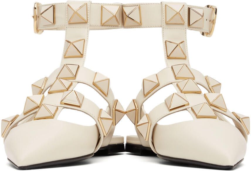 Valentino Garavani Off-White Roman Stud Slippers - Picture 3