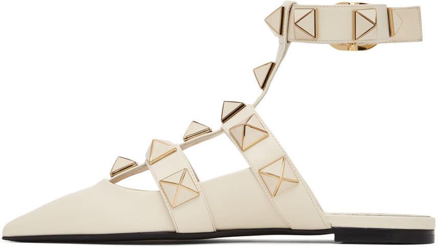 Valentino Garavani Off-White Roman Stud Slippers - Picture 4