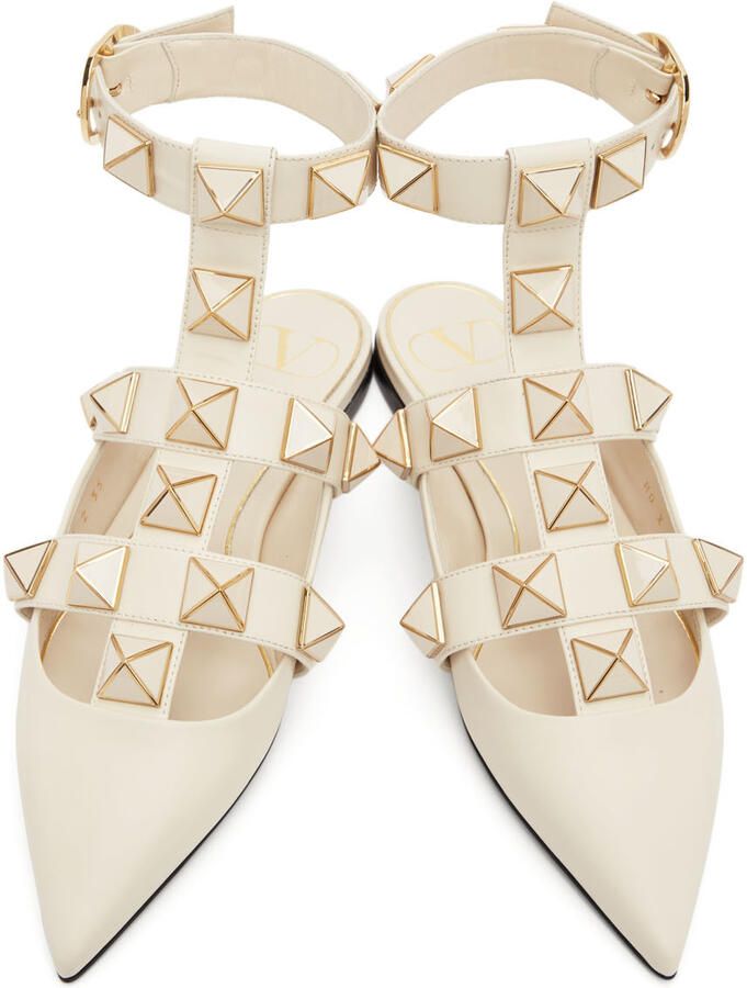 Valentino Garavani Off-White Roman Stud Slippers