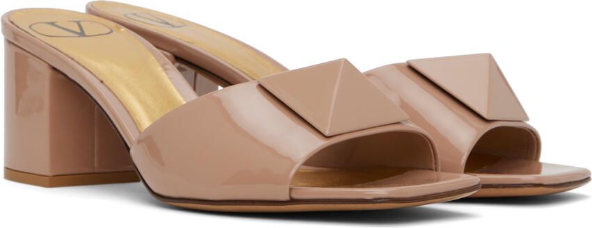 Valentino Garavani Pink One Stud Heeled Sandals - Picture 3