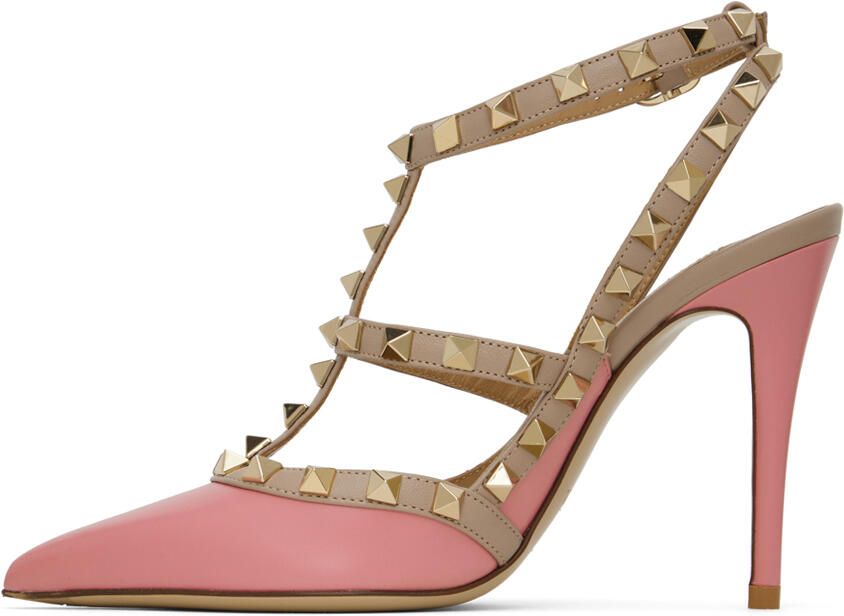 Valentino Garavani Pink Rockstud Cage Heels - Picture 3