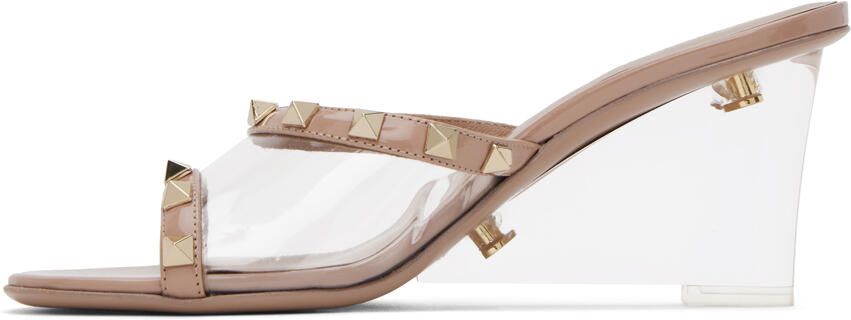 Valentino Garavani Pink Rockstud Skin Heeled Sandals - Picture 3