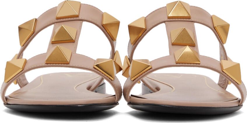 Valentino Garavani Pink Roman Stud Flat Slide Sandals - Picture 3