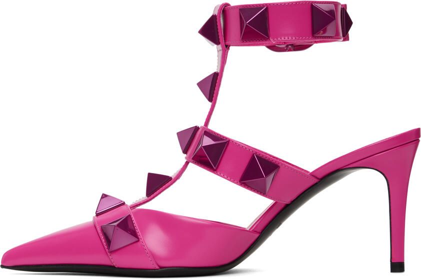 Valentino Garavani Pink Roman Stud Heels - Picture 3