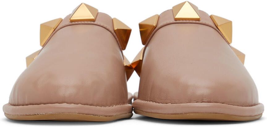 Valentino Garavani Pink Roman Stud Slippers - Picture 3