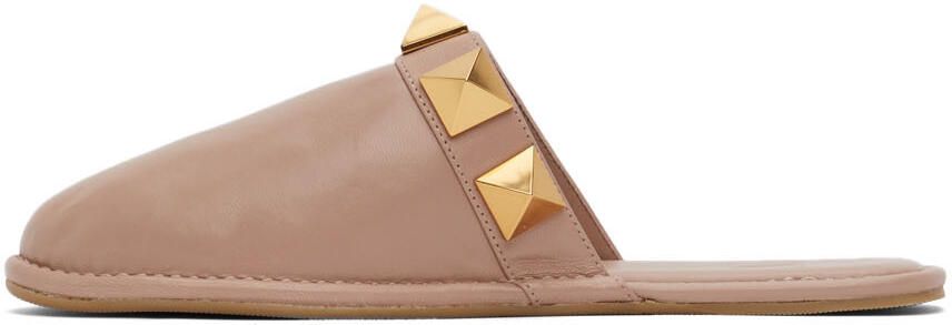 Valentino Garavani Pink Roman Stud Slippers - Picture 4
