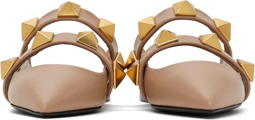 Valentino Garavani Pink Roman Stud Slippers - Picture 3