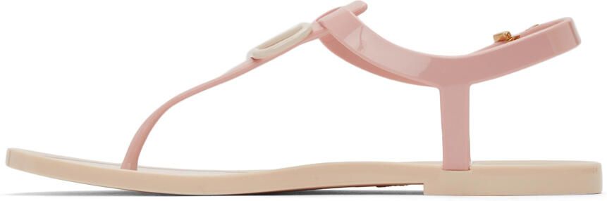 Valentino Garavani Pink VLogo Flat Sandals - Picture 4