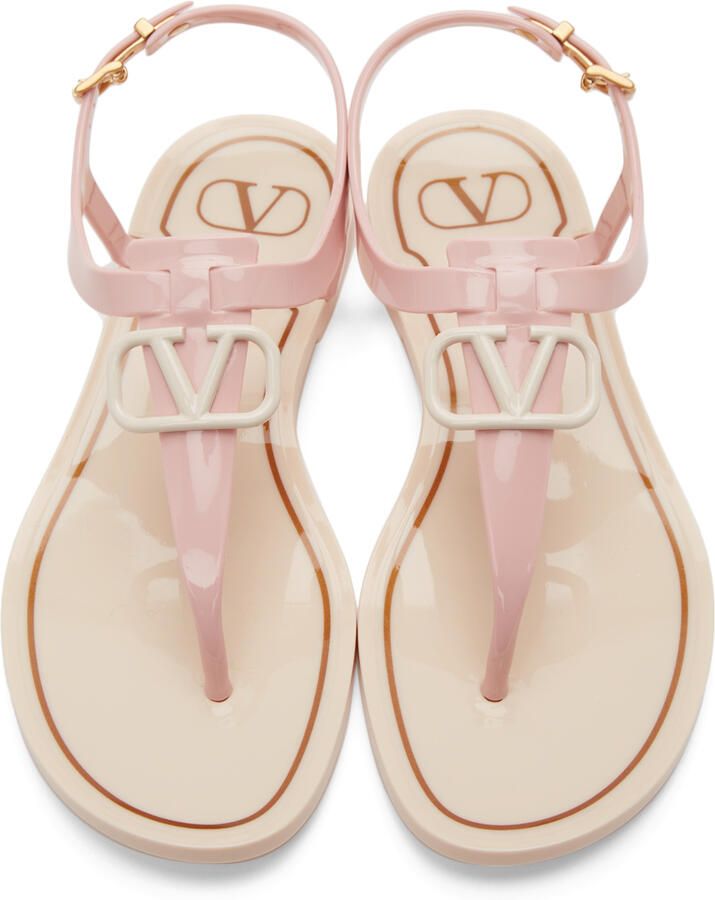 Valentino Garavani Pink VLogo Flat Sandals