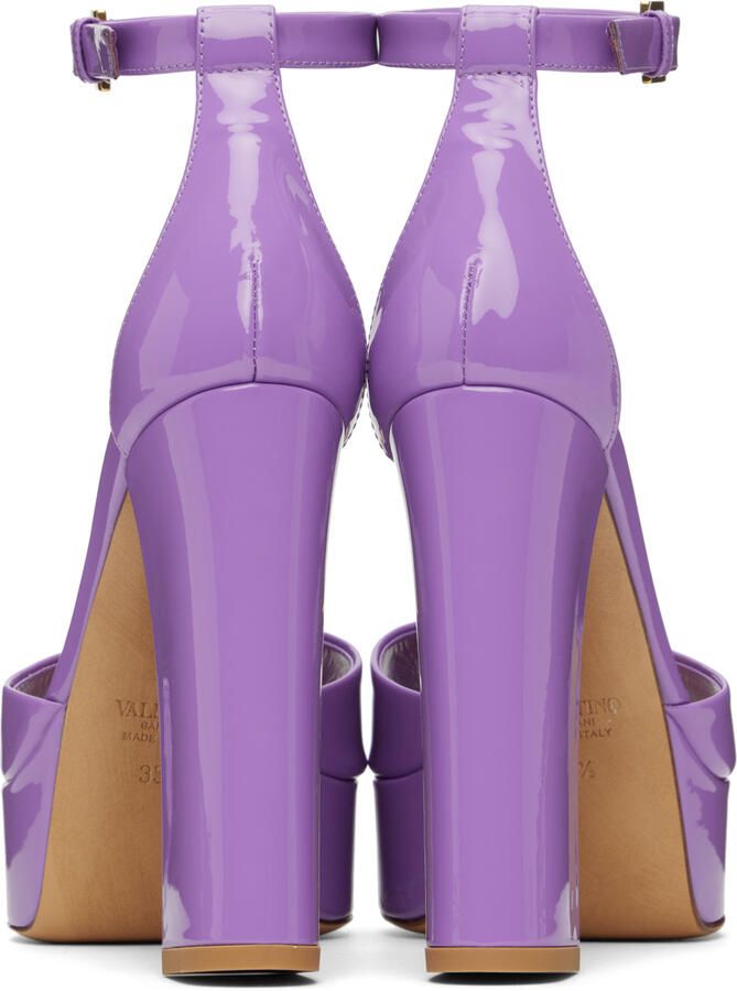 Valentino Garavani Purple One Stud Platform Sandals - Picture 3