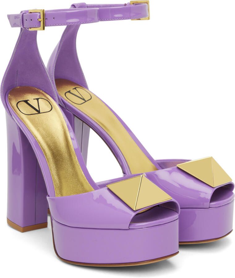 Valentino Garavani Purple One Stud Platform Sandals - Picture 2