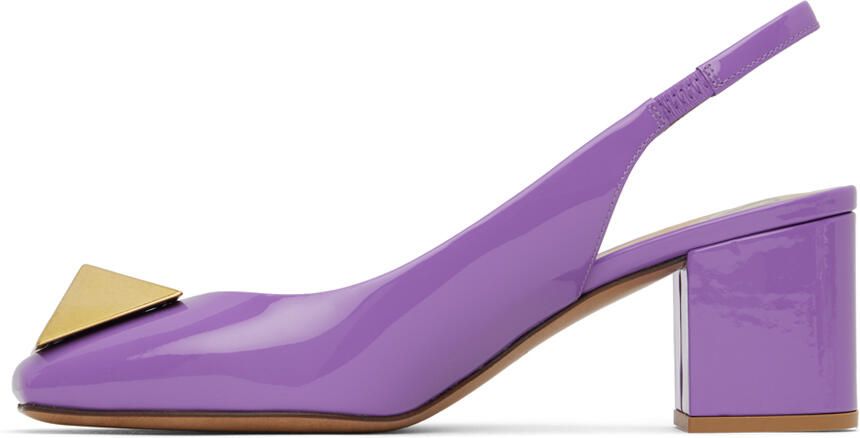 Valentino Garavani Purple One Stud Slingback Heels - Picture 3