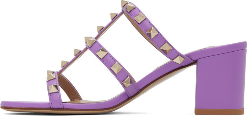 Valentino Garavani Purple Rockstud Heeled Sandals - Picture 3