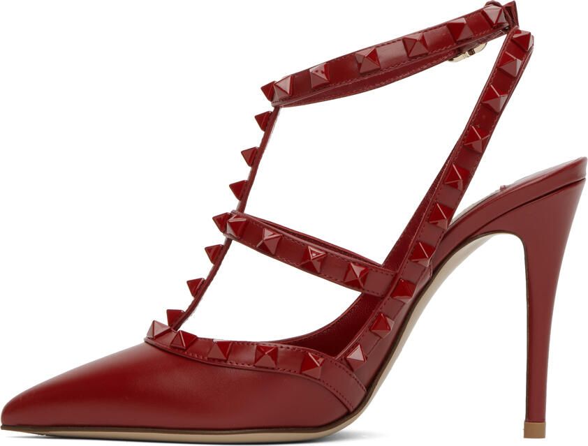 Valentino Garavani Red Caged Rockstud Heels - Picture 3