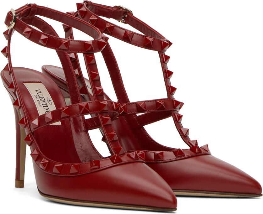 Valentino Garavani Red Caged Rockstud Heels - Picture 2