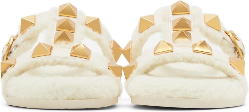 Valentino Garavani Shearling Roman Stud Slides - Picture 2