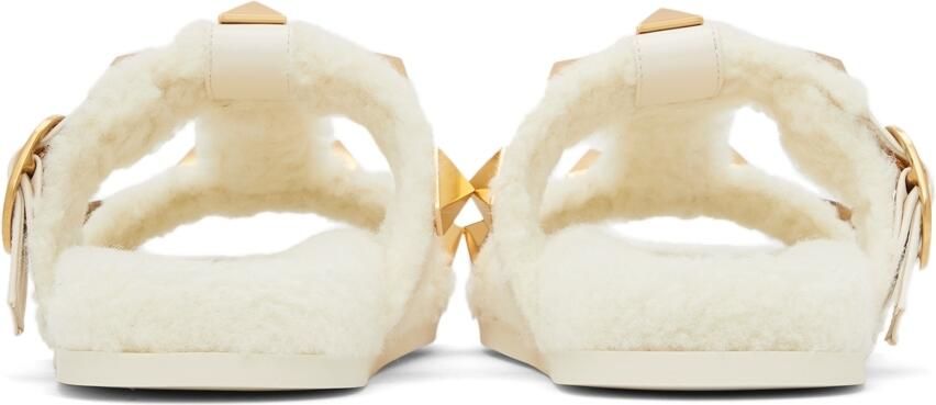 Valentino Garavani Shearling Roman Stud Slides - Picture 3
