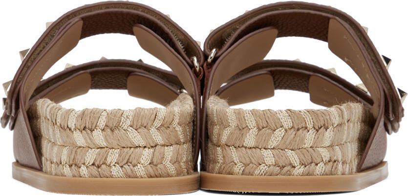Valentino Garavani Tan Rockstud Flat Sandals
