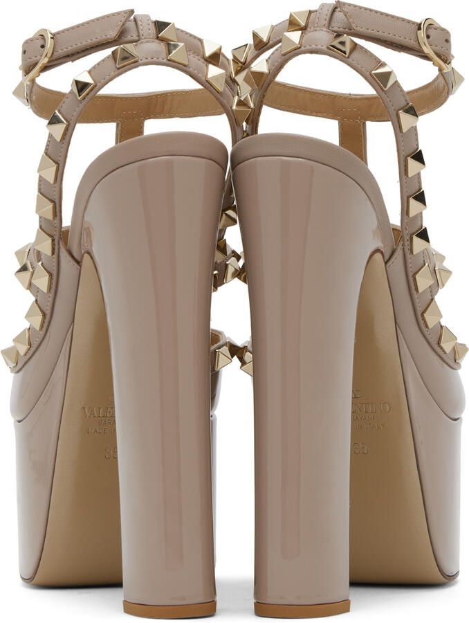 Valentino Garavani Taupe Rockstud 155 Heels - Picture 3